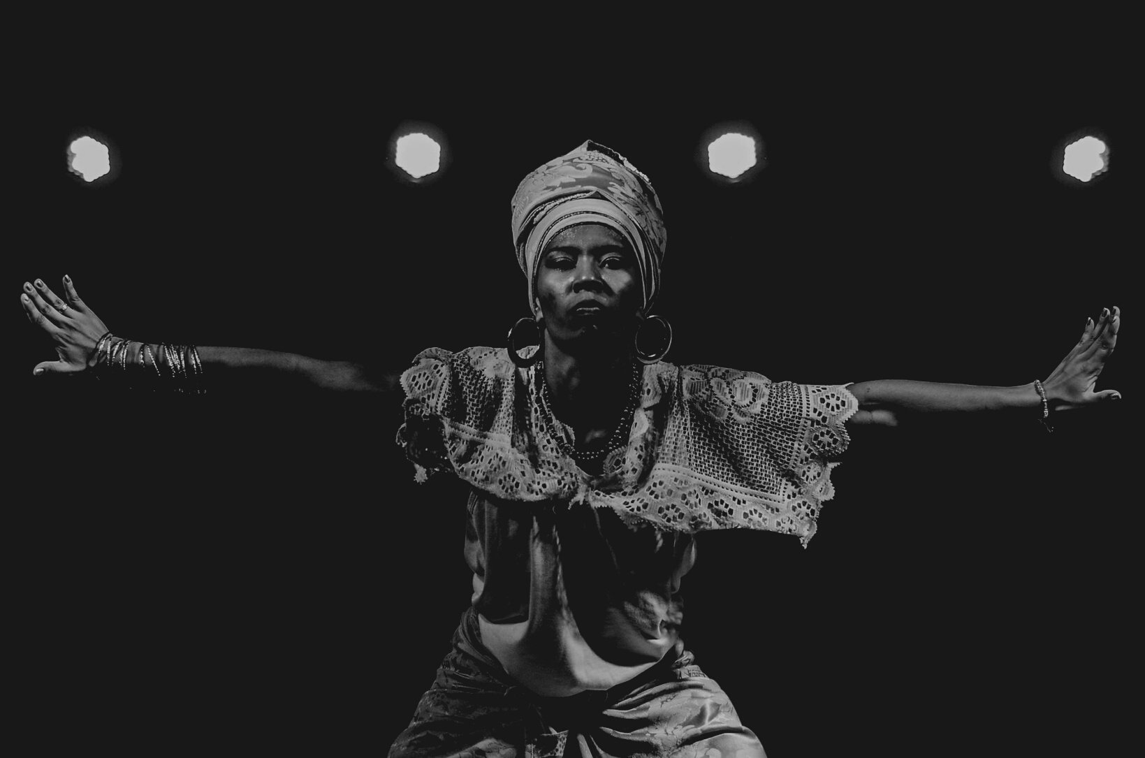 African American woman dancing on stage